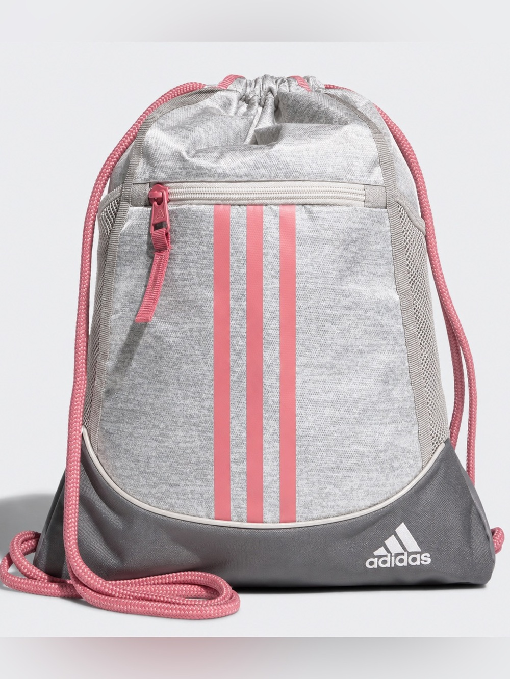 ADIDAS Alliance Sackpack Drawstring Backpack Gray Pink Gym Training Bag